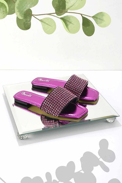 Bambi Metallic-Fuchsia-Damenhausschuhe K 04284008609