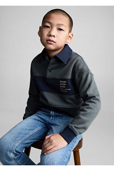 MANGO Kids Çizgili polo sweatshirt