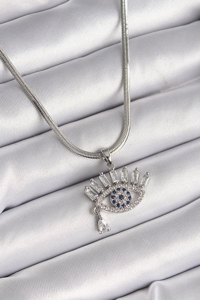 Skygo Silver Color 316L Steel Italian Chain Zircon Stone Women's Necklace - Tj-Bko9598