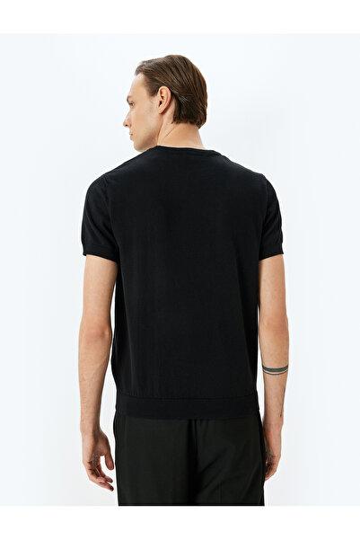 Koton Regular Fit Geometric Texture Short Sleeve Cotton Knitwear Sweater