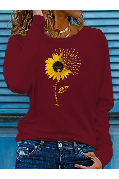 Femella Women Fashion Bluză de damă cu mânecă lungă, cu decolteu, cu imprimeu...