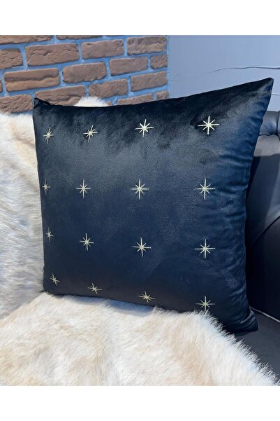 ref crea Husă de pernă brodată cu stea neagră