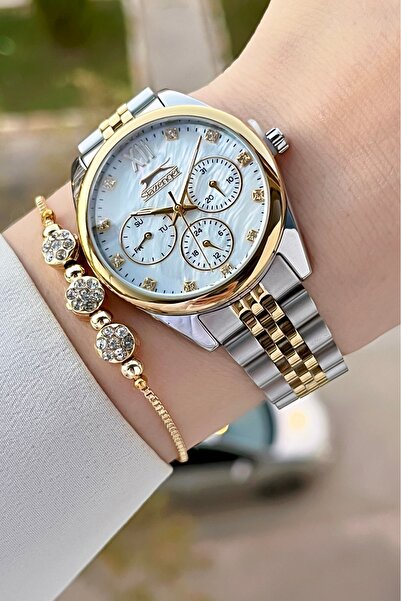 Slazenger Gold Gümüş Renk Kadın Kol Saati ve Bileklik