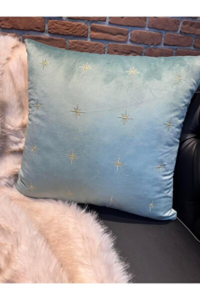 ref crea Husă de pernă cu broderie de stele verde deschis