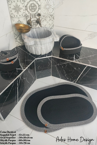 ADES HOME DESİGN Juta, Kupaonski set, Set za kupanje, Kupaonska prostirka, Se...