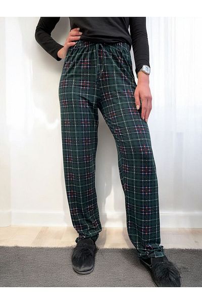 Freshness 801 Unisex βαμβακερό σουέτ καρό πάτο πιτζάμα με ελαστική μέση