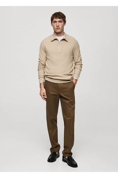 MANGO Man Microstructure Zipper Collar Sweater