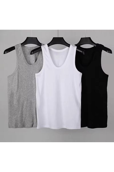Velura Men's Black and White Giri 3-Piece Economical Quality and Fit Tank Top