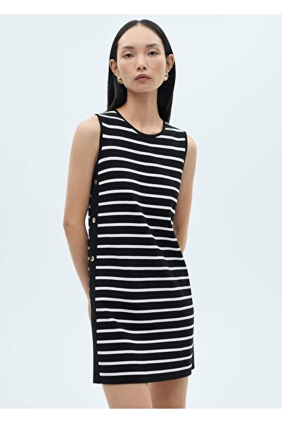 MANGO Woman Рокля на райе с метални копчета