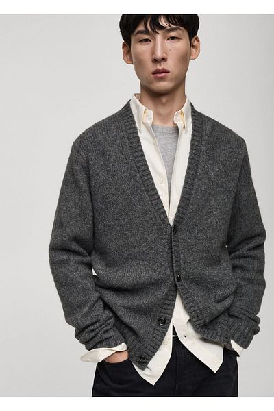 MANGO Man Wool Blend Knitwear Cardigan