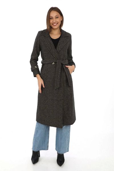 İpeksi Lined Herringbone Cashmere Cashmere Coat - Brown