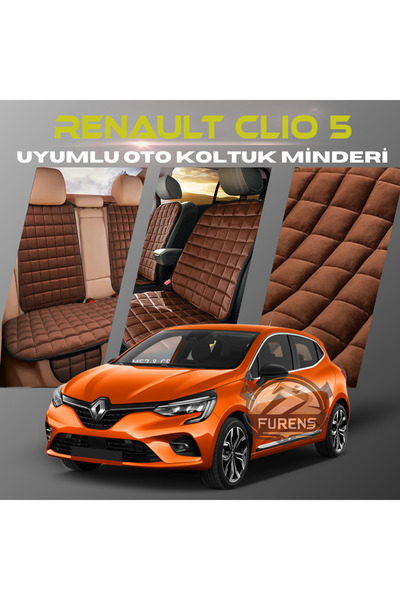 SHOOPLAA مجموعة وسائد مقعد السيارة لرينو كليو 5 باللون البني مع جيوب من الريش...