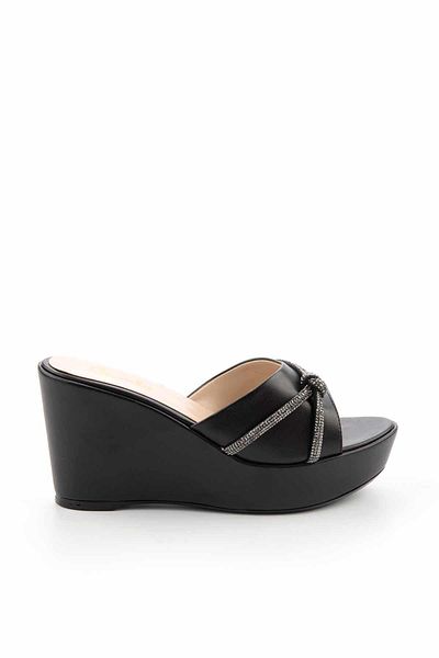 Bambi Black Lame Stone Women's Slippers K04666012409