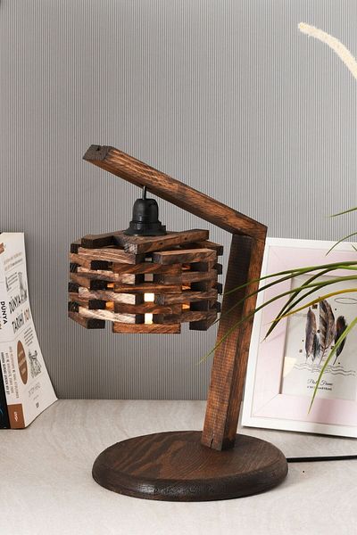 Bidolushop Walnut Colored Fuerza Lamp - Nightstand Table for Living Room and Office