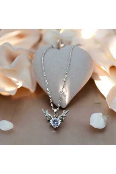 feyza collection Deer Figured White Zircon Stone 316L Tarnish Stainless Steel...