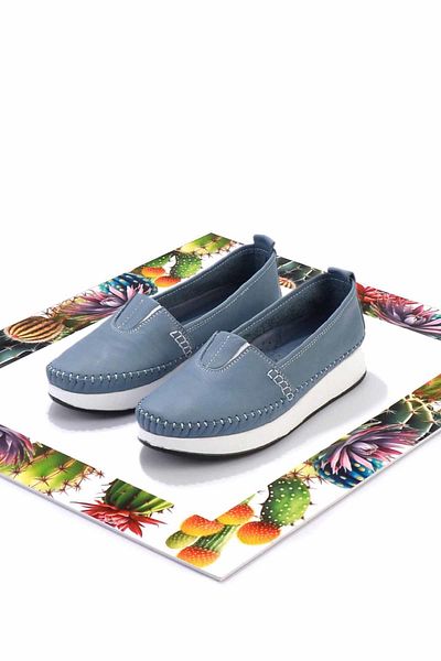 Bambi Denim Blau Echtes Leder Damen Freizeitschuhe K 01908008503