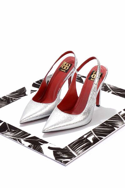 Bambi Lame Crinkle Fabric Damen-Klassiker-Schuhe mit Absatz K 01455018204