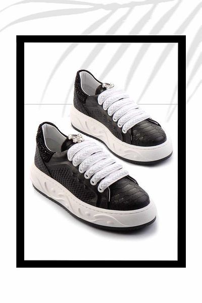 Bambi Black Leather Women's Sneaker K01459702103