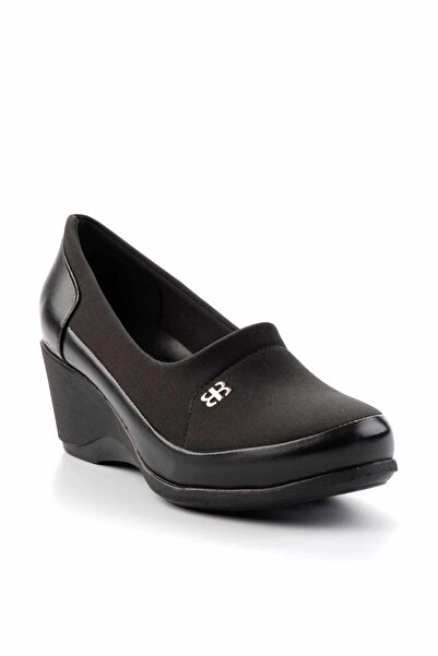 Bambi Women's Black Wedge Heeled Shoes K01311395509