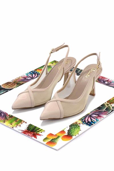 Bambi Beige glänzende Satin-Damenschuhe mit klassischem Absatz K 01188203838