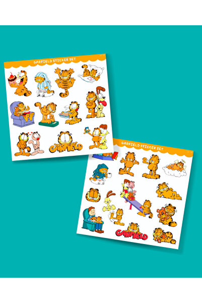 MiniThingsArt Garfield 2 Li Sticker Set Parlak Kağıt-Animasyon çıkartmaları G...