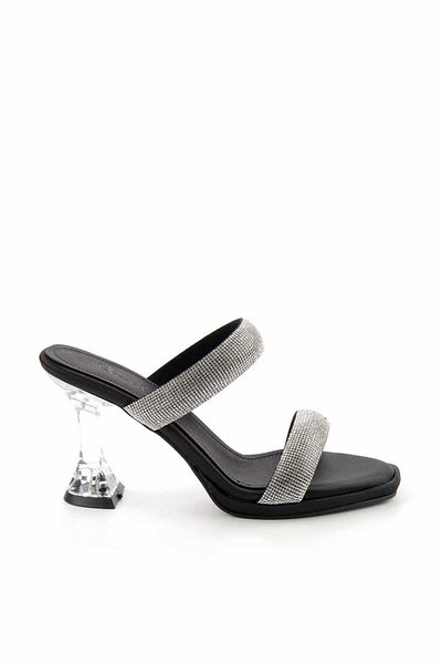 Bambi Black Satin Women's Slippers K04137000838