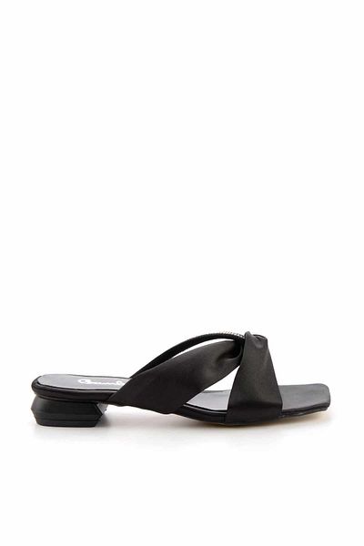 Bambi Black Satin Women's Slippers K04726042538