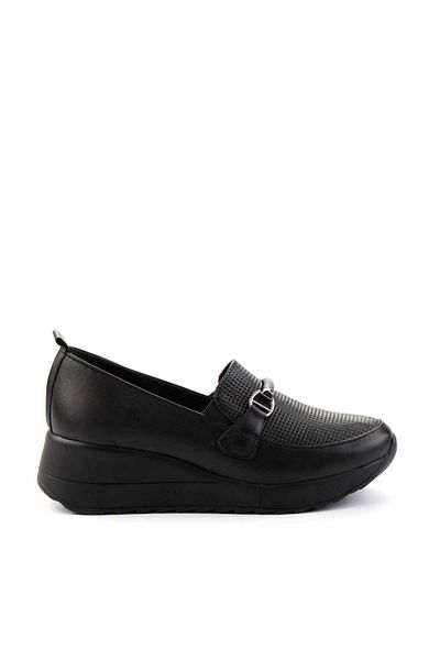 Bambi Schwarze Damenschuhe mit Keilabsatz aus echtem Leder K 01586377803