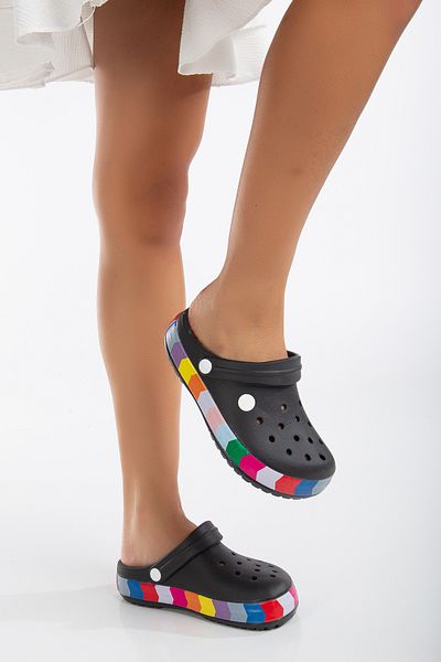 moun shoes Ορθοπεδικές Μαύρες Παντόφλες Unisex - Σχέδιο Διακοσμημένο Χρώμα