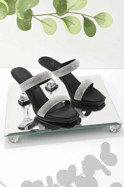 Bambi Black Satin Women's Slippers K04137000838