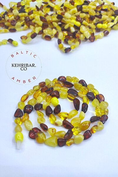 KehribarCo قلادة للبالغين - قطرة من العنبر، متعددة الألوان ومعتمدة