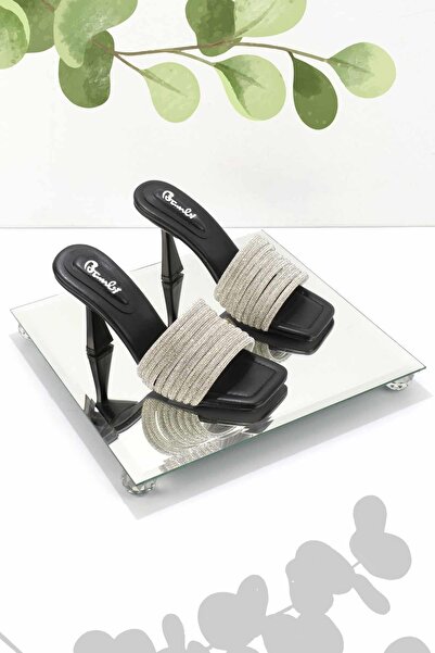 Bambi Siyah Lame Kadın Terlik K04156010909