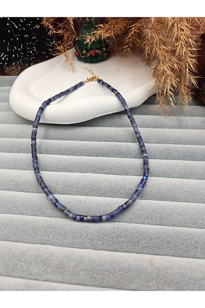 AURA Natural Stone Necklace with Sodalite Stones - Cylinder Cut