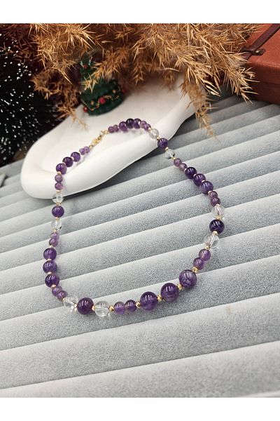 AURA Natural Stone Design Necklace (Amethyst Stone)