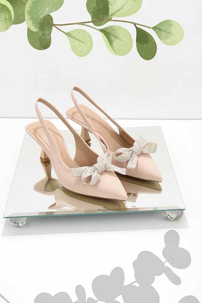 Bambi Matte Nude Satin Damen Abendkleid Schuhe K 01231111138