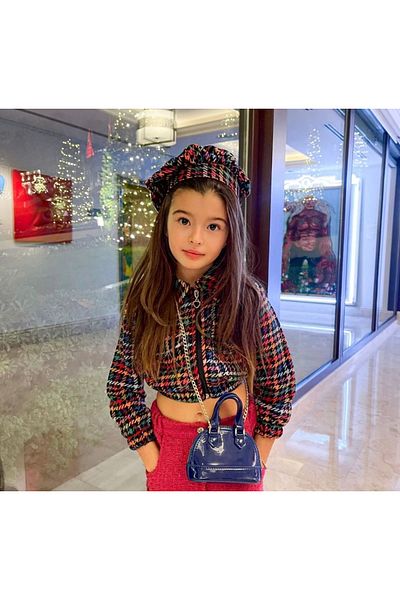Hilal Akıncı Kids Girl's Special Design Crop Jacket Hat Set of 2