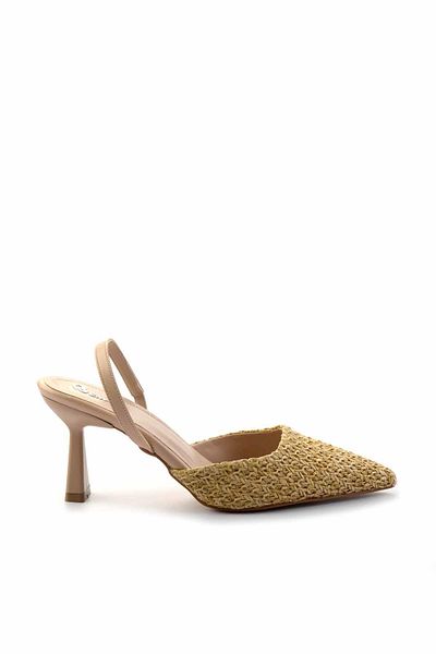 Bambi Beige Stroh Damen Klassische Schuhe mit Absatz K 01192120328