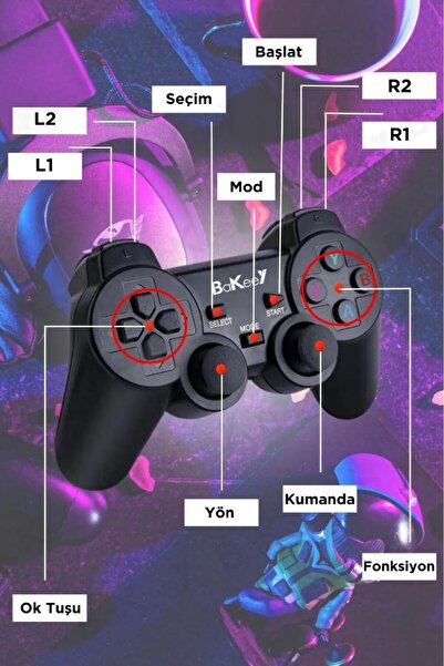 SUP Atari 2.4g Kablosuz Çift Kol Retro Oyunlar 4k Game Stick 20000 Oyun Game Stick