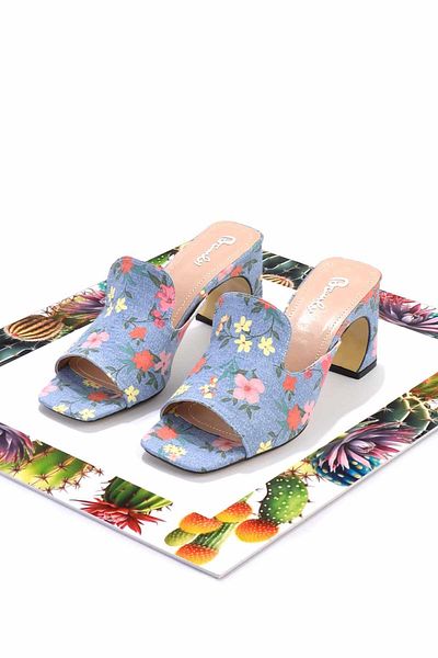 Bambi Papuci de damă din denim din țesătură florală K 04397180104