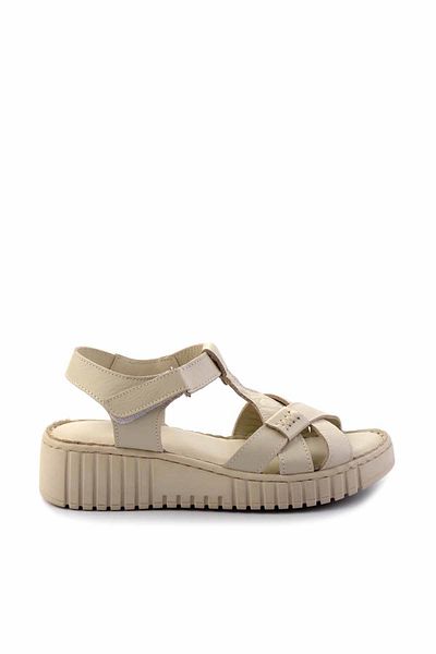 Bambi Beige Leather Women's Sandals K 05763091803