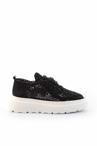 Bambi Schwarz gestrickter Damen-Sneaker K 01459301816
