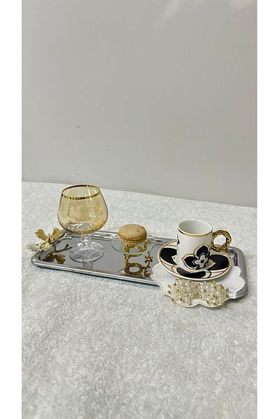 USD HOME Δίσκος παρουσίασης καφέ από ατσάλι με μονό αξεσουάρ πεταλούδας