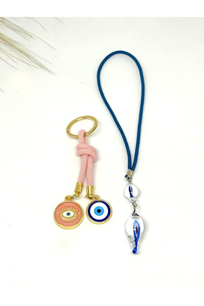 Azrua Picătură de sticlă roz deschis - Set de brelocuri pentru mașină și breloc cu șnur