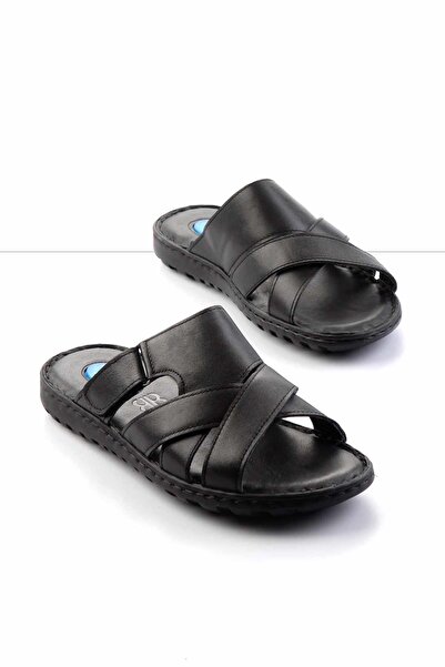 Bambi Siyah Leather Erkek Terlik E04437183803
