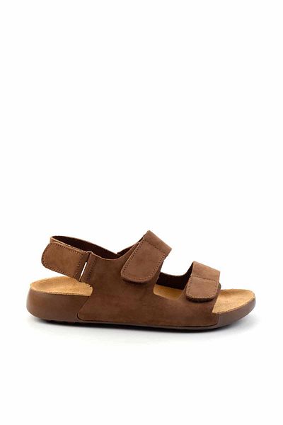 Bambi Brown Nubuck Genuine Leather Women's Slippers K 05819021101