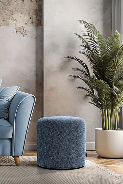 Tortuga Home Gaia Dekoratif Extra Soft Rahat Yuvrlak Oval Puf-bench 42x40cm Mavi