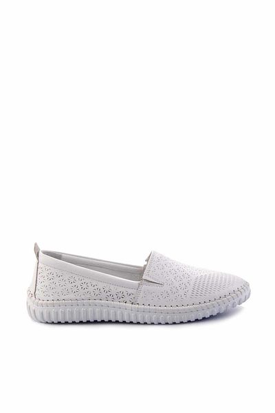 Bambi Weiße Damen-Ballerinas aus echtem Leder K 01467012103
