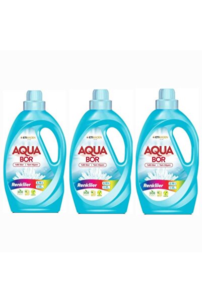 Boron AQUABOR SIVI ÇAMAŞIR DETERJANI RENKLİLER İÇİN 3 ADET 99 YIKAMA DOĞAL MİNERALLİ