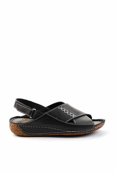 Bambi Black Leather Women's Sandals K05465048103