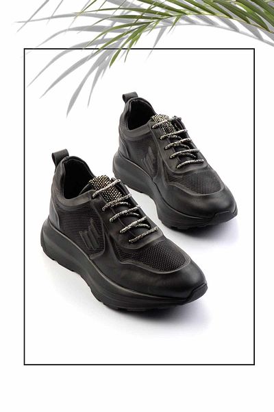 Bambi Women's Sneakers - Black Genuine Leather, K01480222203